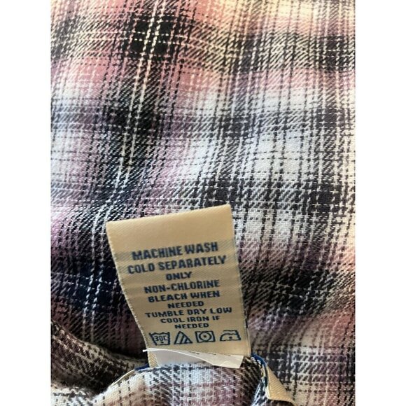 Blue Mountain Women's Pink, Black and White Plaid Flannel Button-Down Shirt Sz M - Picture 5 of 7